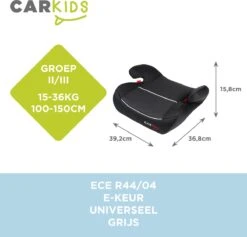 Carkids Auto Zitverhoger Grijs | Autostoeltje Groep 2-3 | Kinderen Van 3,5-12 Jaar | 15-36 Kg -Babyproducten Winkel 1200x1150