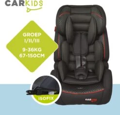 Carkids Verstelbaar Kinderautostoeltje Zwart En Rood | Kinderautostoel Groep 1-2-3 Met Isofix En Top Tether Connector | Kinderen Van 9 Maanden -12 Jaar | 9-36 Kg -Babyproducten Winkel 1200x1150 4