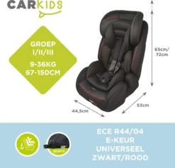 Carkids Verstelbaar Kinderautostoeltje Zwart En Rood | Kinderautostoel Groep 1-2-3 Met Isofix En Top Tether Connector | Kinderen Van 9 Maanden -12 Jaar | 9-36 Kg -Babyproducten Winkel 1200x1150 5