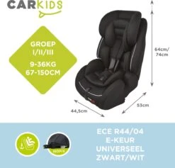 Carkids Verstelbaar Kinderautostoeltje Zwart En Wit | Kinderautostoel Groep 1-2-3 Met Isofix En Top Tether Connector | Kinderen Van 9 Maanden -12 Jaar | 9-36 Kg -Babyproducten Winkel 1200x1150 8