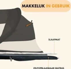 Deryan Baby Luxe Campingbedje – Inclusief Zelfopblaasbare Matras - Zwart -Babyproducten Winkel 1200x1151 3