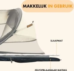 Deryan Baby Luxe Campingbedje – Inclusief Zelfopblaasbare Matras - Cream -Babyproducten Winkel 1200x1151 4