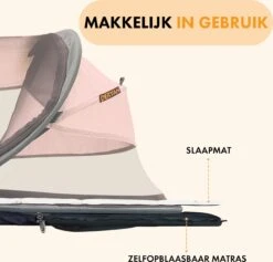Deryan Baby Luxe Campingbedje – Inclusief Zelfopblaasbare Matras - Rose -Babyproducten Winkel 1200x1151 6