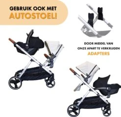 Deryan Evy Kinderwagen - Duo Kinderwagen - Uitbreidbaar - Inclusief Reiswieg - Creme -Babyproducten Winkel 1200x1161 4