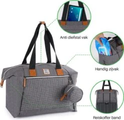 Brisby Slijtvaste Luiertas - Verzorgingstas Groot - Grijs - Inclusief Verschoonmatje - Isoleervakken - Fopspeen Houder - Makkelijk Te Bevestigen Aan De Kinderwagen -Babyproducten Winkel 1200x1165 3