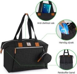 Brisby Slijtvaste Luiertas - Verzorgingstas Groot -Zwart - Inclusief Verschoonmatje - Isoleervakken - Fopspeen Houder - Makkelijk Te Bevestigen Aan De Kinderwagen -Babyproducten Winkel 1200x1165 5