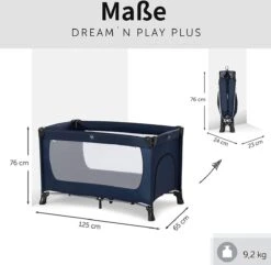 Hauck Dream N Play Plus Campingbedje Set - Met Matras En Muggennet - Navy -Babyproducten Winkel 1200x1173 4