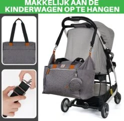 Brisby Slijtvaste Luiertas - Verzorgingstas Groot - Grijs - Inclusief Verschoonmatje - Isoleervakken - Fopspeen Houder - Makkelijk Te Bevestigen Aan De Kinderwagen -Babyproducten Winkel 1200x1174 1