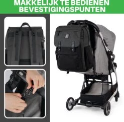 Brisby Slijtvaste Luiertas – Verzorgingstas - Two Tone Zwart En Donkergrijs - Inclusief Verschoonmatje - Isoleervakken - Met Geïntegreerde Kinderwagen Haken -Babyproducten Winkel 1200x1174 4