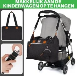 Brisby Slijtvaste Luiertas - Verzorgingstas Groot -Zwart - Inclusief Verschoonmatje - Isoleervakken - Fopspeen Houder - Makkelijk Te Bevestigen Aan De Kinderwagen -Babyproducten Winkel 1200x1174 5