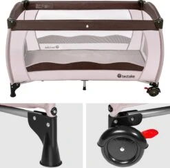 TecTake - Kinder Reisbed Babybed - Beige / Bruin - 402417 - 126x65x80 Cm Met Draagtas -Babyproducten Winkel 1200x1179 7