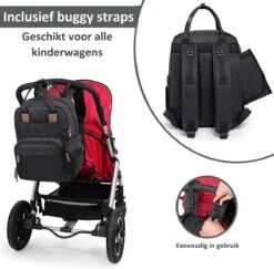 Luiertas Rugzak - Incl. Buggy / Kinderwagen Haken En Verschoningsmat - Complete Set - Zwart Van Zedar -Babyproducten Winkel 1200x1180 4