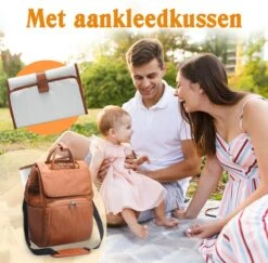 JeRie Luiertas Rugzak – Verschoonmatje – Verzorgingstas – Luiertassen – Met Kinderwagen Haken - Bruin -Babyproducten Winkel 1200x1181 2