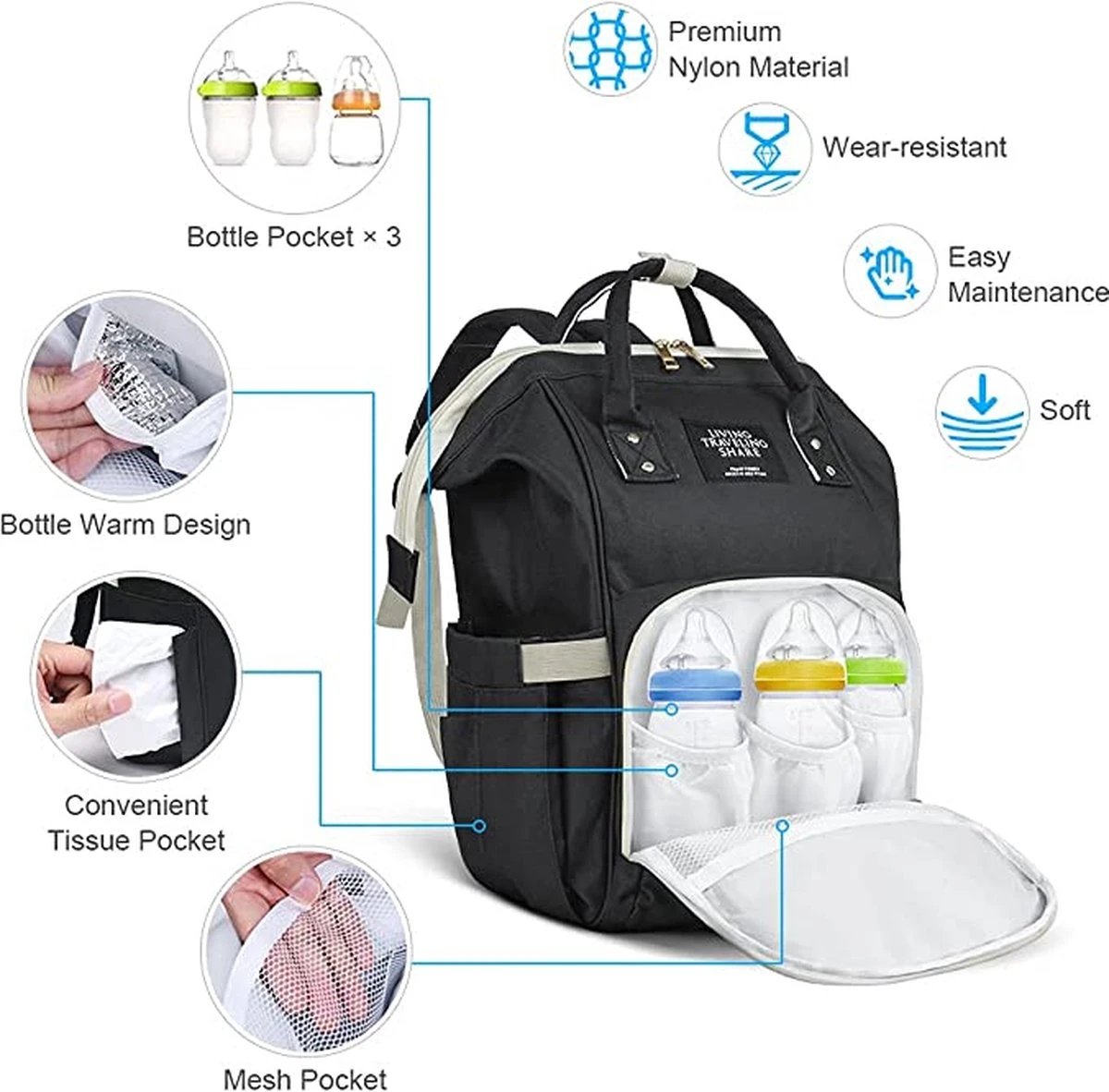 Premium Baby Luierrugzak - Baby Tas - Luiertas Met Grote Capaciteit - Multifunctionele Waterdichte Pamper Tas - Zwangerschap Tas - Kraamcadeau - Baby Shower 6 Premium Baby Luierrugzak - Baby Tas - Luiertas Met Grote Capaciteit - Multifunctionele Waterdichte Pamper Tas - Zwangerschap Tas - Kraamcadeau - Baby Shower - Afbeelding 6