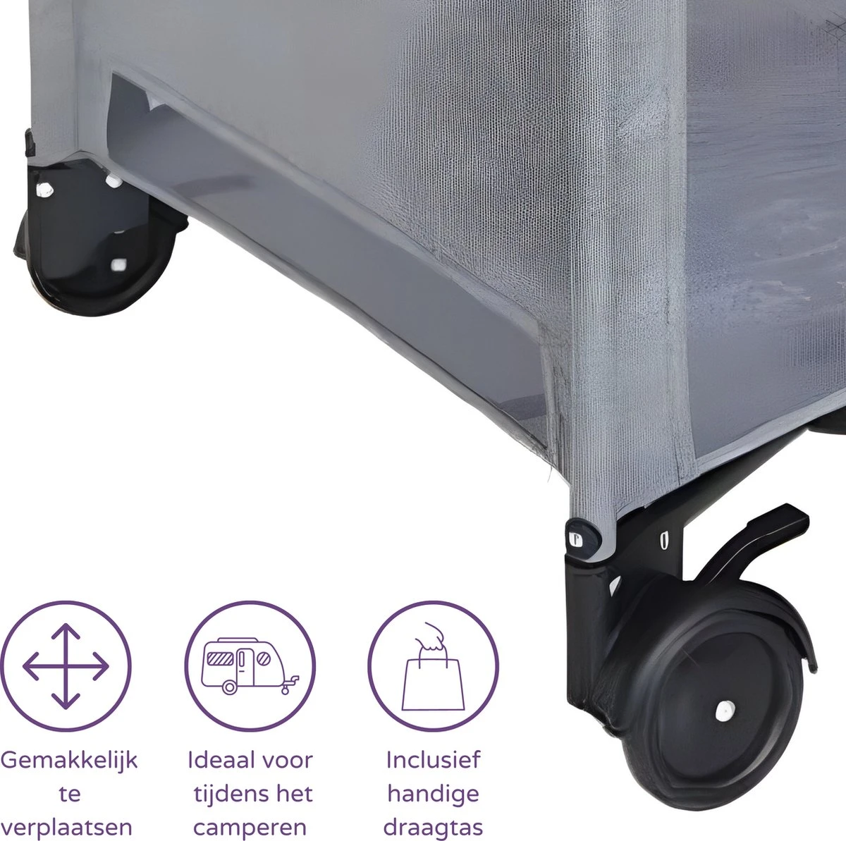 Prénatal Luxe Campingbedje Met Bodemverhoger - Inklapbaar Baby Campingbed - Reisbedje Met Wieltjes En Kruipluik - Inclusief Bodemmatras - 120 X 60 Cm - Grijs 3 Prénatal Luxe Campingbedje Met Bodemverhoger - Inklapbaar Baby Campingbed - Reisbedje Met Wieltjes En Kruipluik - Inclusief Bodemmatras - 120 X 60 Cm - Grijs - Afbeelding 3
