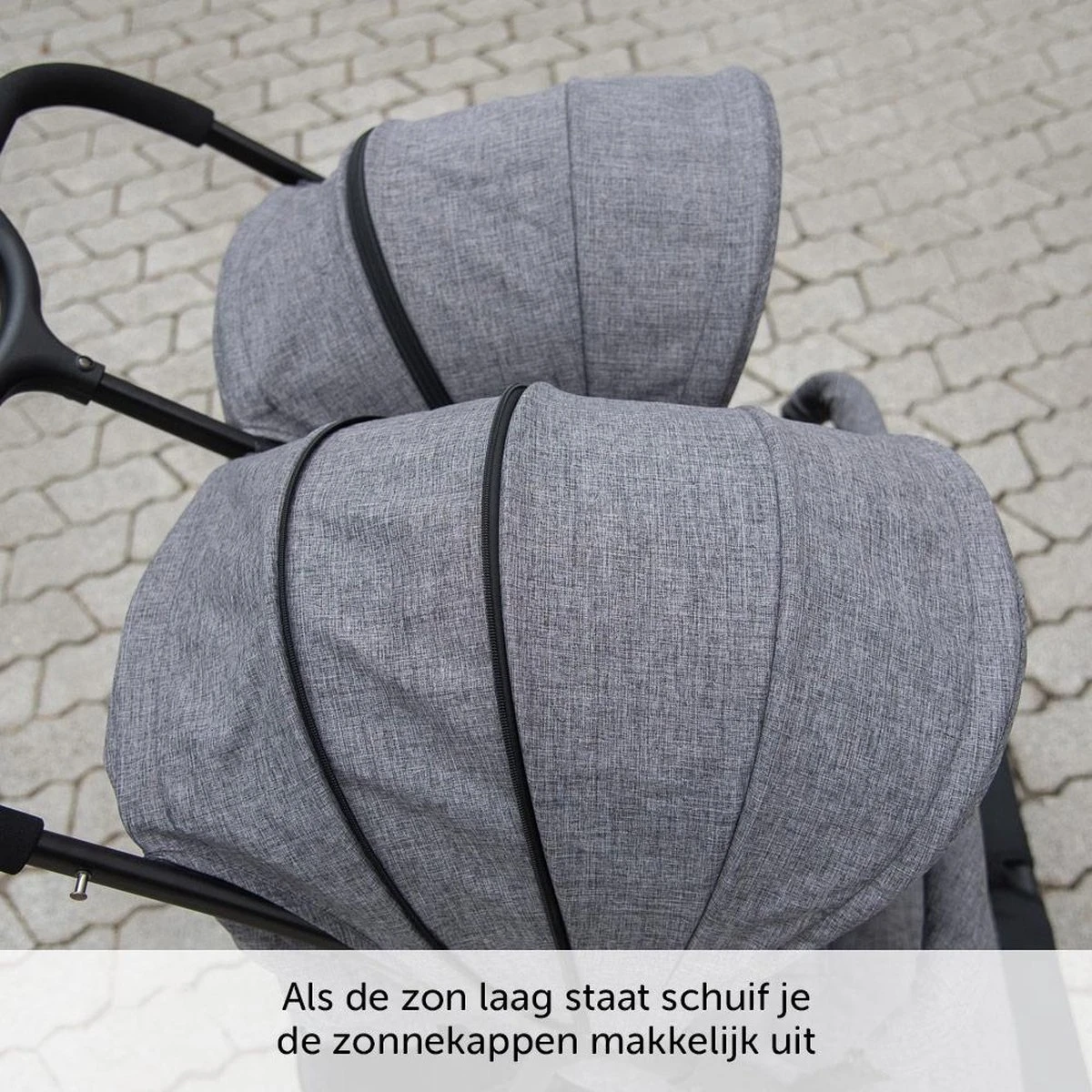 ABC Design Duo Kinderwagen Twin Circle Line - Inclusief Regenhoes - Woven Graphite 14 ABC Design Duo Kinderwagen Twin Circle Line - Inclusief Regenhoes - Woven Graphite - Afbeelding 14