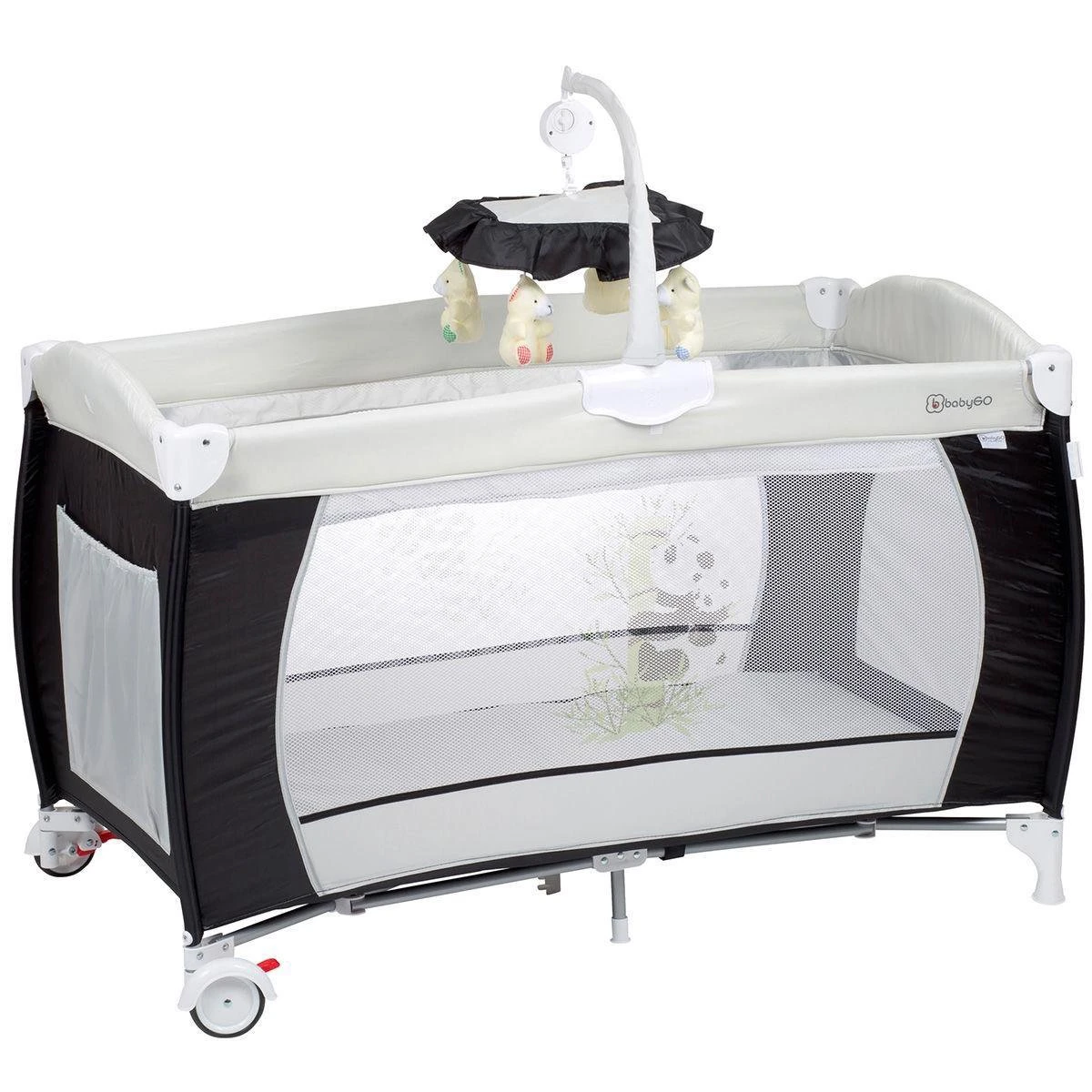 Campingbed BabyGO Sleeper DeLuxe Zwart (incl. Bodemverhoger) 3 Campingbed BabyGO Sleeper DeLuxe Zwart (incl. Bodemverhoger) - Afbeelding 3