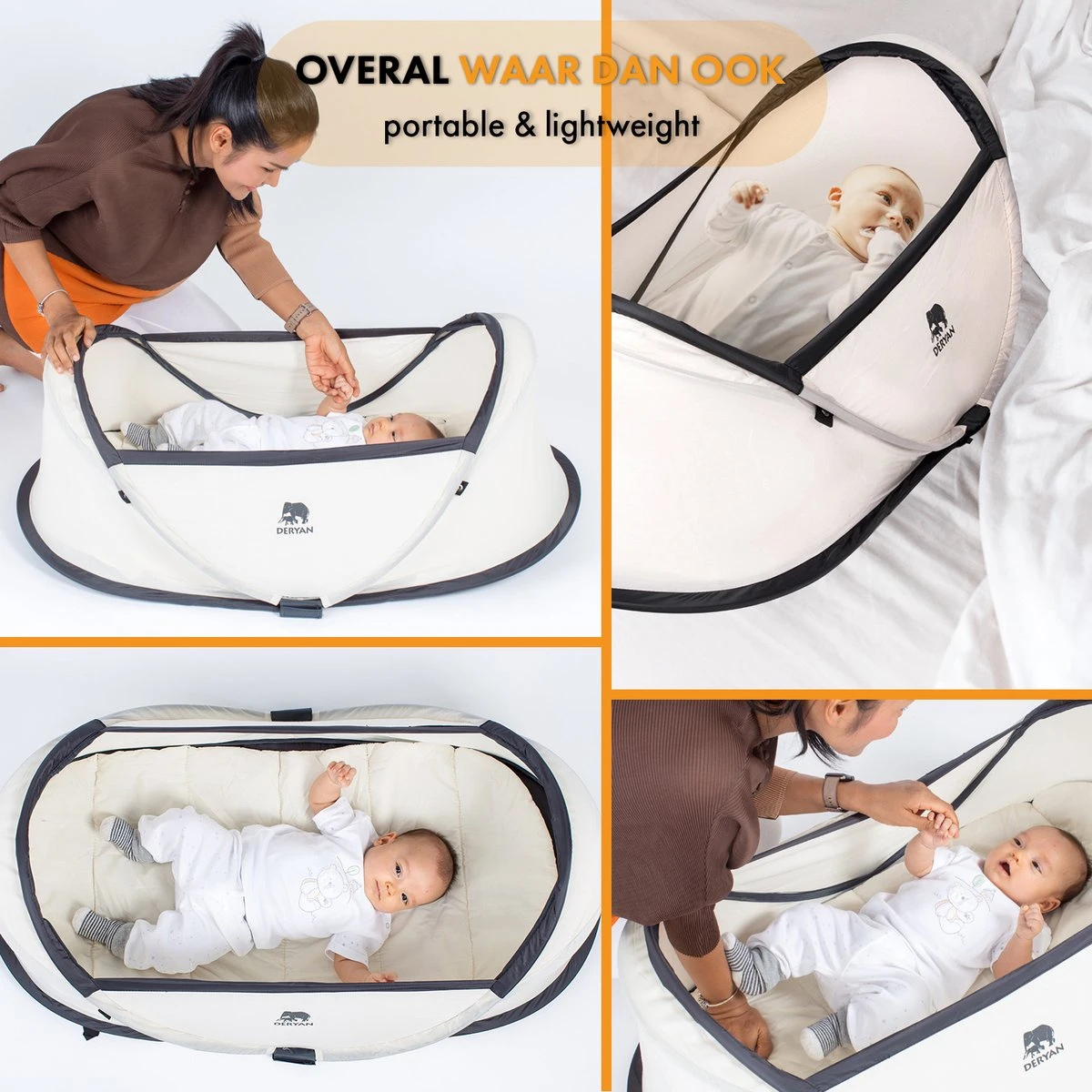 Deryan Infant BabyBox Campingbedje - Baby Klamboe - Cream 6 Deryan Infant BabyBox Campingbedje - Baby Klamboe - Cream - Afbeelding 6