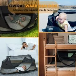 Deryan Baby Luxe Campingbedje – Inclusief Zelfopblaasbare Matras - Zwart -Babyproducten Winkel 1200x1200 1403