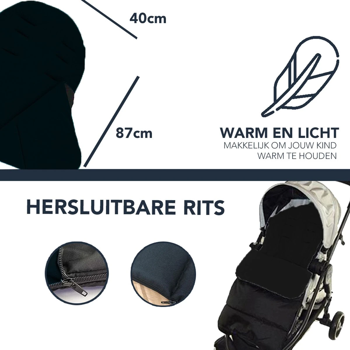 Achaté Voetenzak - Voor Kinderwagen Of Stoeltje – Baby Slaapzak - Autostoel - Zwart 10 Achaté Voetenzak - Voor Kinderwagen Of Stoeltje – Baby Slaapzak - Autostoel - Zwart - Afbeelding 10