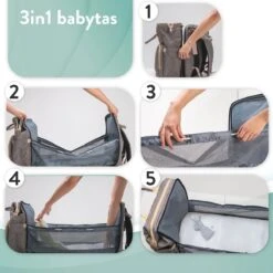 Luiertas Rugzak - Monx Luiertas Verzorgingstas Met Uitklapbaar Babybedje - Overzichtelijke Luierrugzak Extra Buggy En Kinderwagen Haken Inclusief Geïsoleerde Flessenhouder - Grijs -Babyproducten Winkel 1200x1200 227