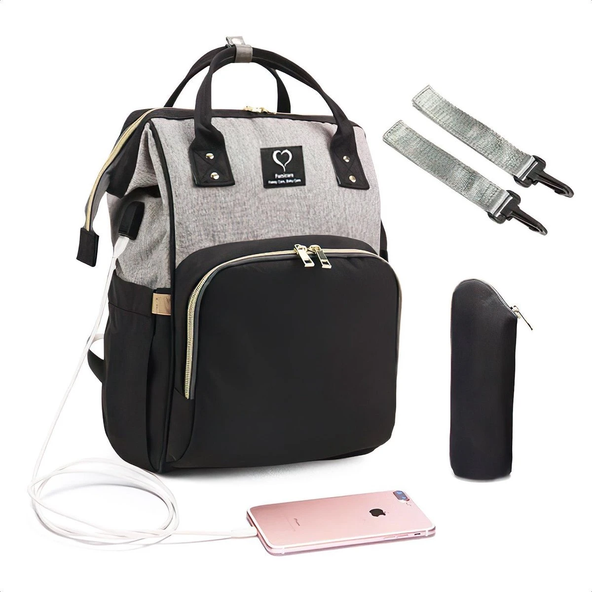 Buxibo Luier- En Verzorgingstas Inclusief USB Oplaadstation - Baby Rug Tas Met Isoleervak - Diaper Backpack Bag - Reis Rugzak - Grote Capaciteit - 23.8L - Zwart 1 Buxibo Luier- En Verzorgingstas Inclusief USB Oplaadstation - Baby Rug Tas Met Isoleervak - Diaper Backpack Bag - Reis Rugzak - Grote Capaciteit - 23.8L - Zwart
