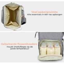 LifeGoods Luiertas Rugzak - Incl. Buggy En Kinderwagen Haken - Complete Set - 23.8 L - Grijs -Babyproducten Winkel 1200x1200 288