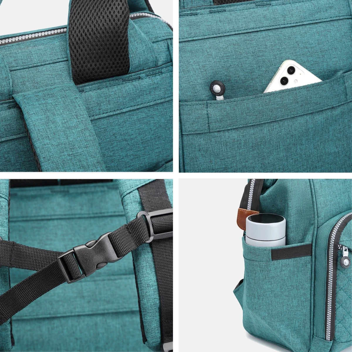 Miss Lulu Luiertas Rugzak - Inclusief Buggy En Kinderwagen Haken - Groen (E6705 GN) 6 Miss Lulu Luiertas Rugzak - Inclusief Buggy En Kinderwagen Haken - Groen (E6705 GN) - Afbeelding 6