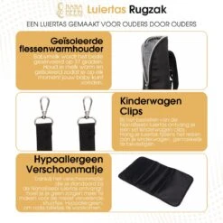 NanaBeebi Luiertas Rugzak Met Verschoonmatje - Zwart - Inclusief Flessenwarmhouder - Kinderwagenhaken En Isoleervak -Babyproducten Winkel 1200x1200 304