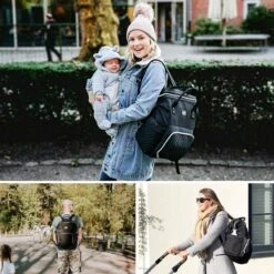 NanaBeebi Luiertas Rugzak Met Verschoonmatje - Zwart - Inclusief Flessenwarmhouder - Kinderwagenhaken En Isoleervak -Babyproducten Winkel 1200x1200 307