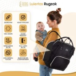 NanaBeebi Luiertas Rugzak Met Verschoonmatje - Zwart - Inclusief Flessenwarmhouder - Kinderwagenhaken En Isoleervak -Babyproducten Winkel 1200x1200 309