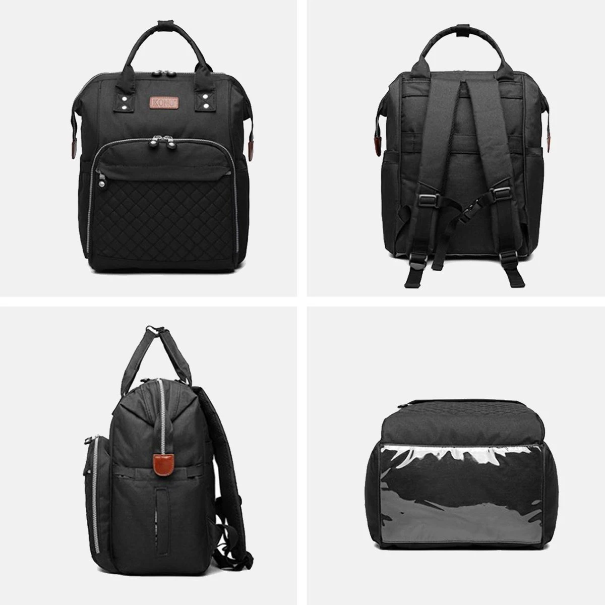 Miss Lulu Luiertas Rugzak - Inclusief Buggy En Kinderwagen Haken - Zwart (E6705 BK) 4 Miss Lulu Luiertas Rugzak - Inclusief Buggy En Kinderwagen Haken - Zwart (E6705 BK) - Afbeelding 4