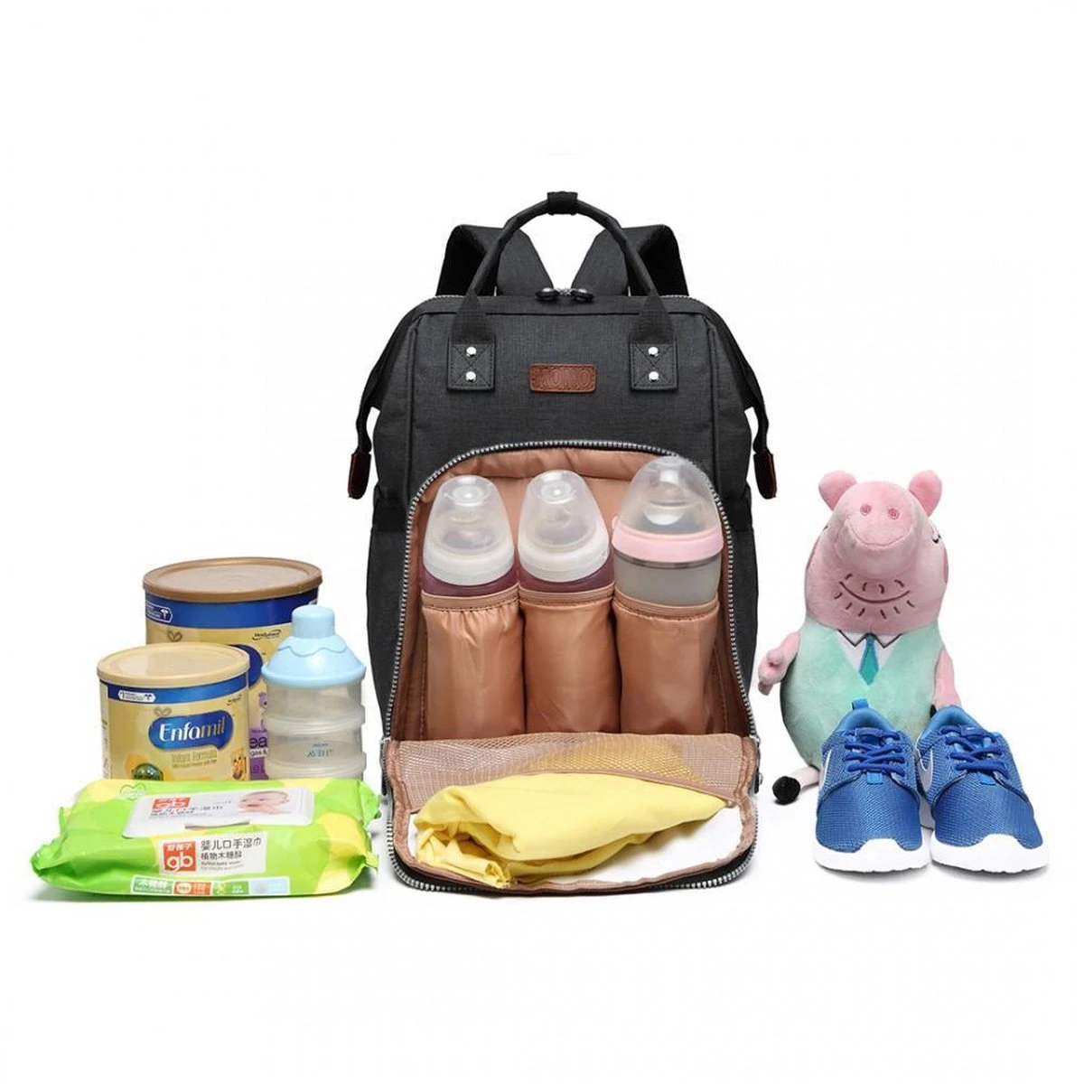 Miss Lulu Luiertas Rugzak - Inclusief Buggy En Kinderwagen Haken - Zwart (E6705 BK) 5 Miss Lulu Luiertas Rugzak - Inclusief Buggy En Kinderwagen Haken - Zwart (E6705 BK) - Afbeelding 5