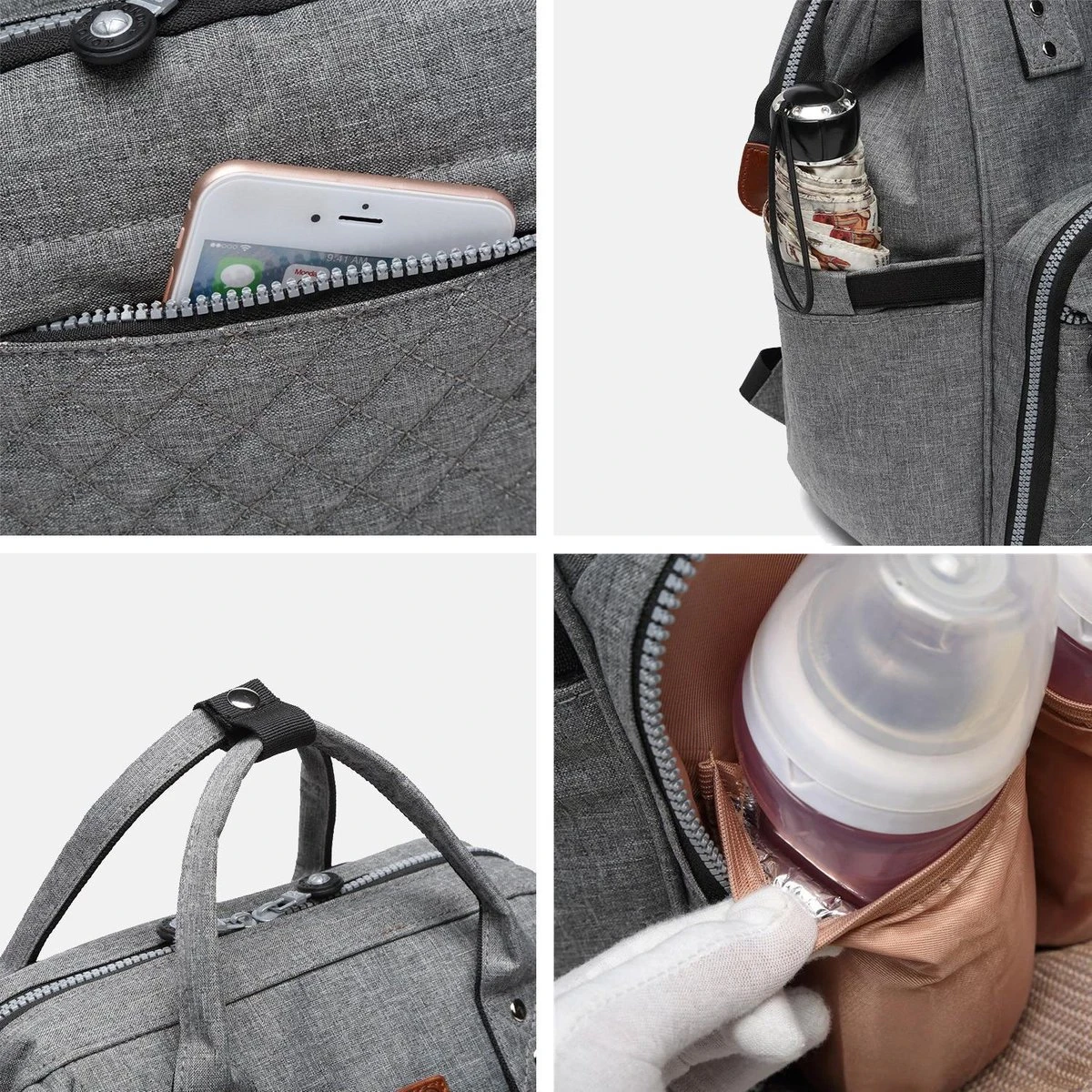 Miss Lulu Luiertas Rugzak - Inclusief Buggy En Kinderwagen Haken - Zwart (E6705 BK) 9 Miss Lulu Luiertas Rugzak - Inclusief Buggy En Kinderwagen Haken - Zwart (E6705 BK) - Afbeelding 9