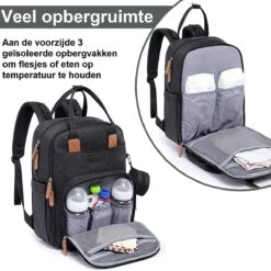 Luiertas Rugzak - Incl. Buggy / Kinderwagen Haken En Verschoningsmat - Complete Set - Zwart Van Zedar -Babyproducten Winkel 1200x1200 362