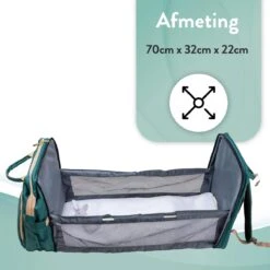 Luiertas Rugzak - Monx Luiertas Verzorgingstas Met Uitklapbaar Babybedje - Overzichtelijke Luierrugzak Extra Buggy En Kinderwagen Haken Inclusief Geïsoleerde Flessenhouder - Groen -Babyproducten Winkel 1200x1200 387