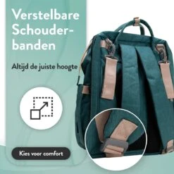 Luiertas Rugzak - Monx Luiertas Verzorgingstas Met Uitklapbaar Babybedje - Overzichtelijke Luierrugzak Extra Buggy En Kinderwagen Haken Inclusief Geïsoleerde Flessenhouder - Groen -Babyproducten Winkel 1200x1200 388