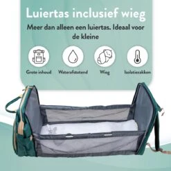 Luiertas Rugzak - Monx Luiertas Verzorgingstas Met Uitklapbaar Babybedje - Overzichtelijke Luierrugzak Extra Buggy En Kinderwagen Haken Inclusief Geïsoleerde Flessenhouder - Groen -Babyproducten Winkel 1200x1200 389