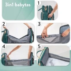 Luiertas Rugzak - Monx Luiertas Verzorgingstas Met Uitklapbaar Babybedje - Overzichtelijke Luierrugzak Extra Buggy En Kinderwagen Haken Inclusief Geïsoleerde Flessenhouder - Groen -Babyproducten Winkel 1200x1200 390