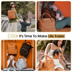 NanaBeebi Luiertas Rugzak Met Verschoonmatje - Cognac - Inclusief Flessenwarmhouder - Kinderwagenhaken En Isoleervak -Babyproducten Winkel 1200x1200 405