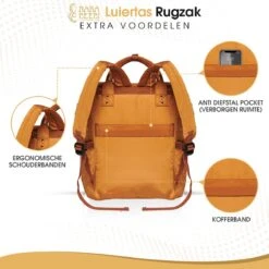 NanaBeebi Luiertas Rugzak Met Verschoonmatje - Cognac - Inclusief Flessenwarmhouder - Kinderwagenhaken En Isoleervak -Babyproducten Winkel 1200x1200 408
