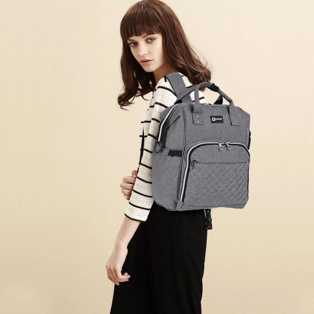 Miss Lulu Luiertas Rugzak - Luiertas Met USB Oplaadstation - Baby Tas Inclusief Buggy En Kinderwagen Haken - Grijs (E6705USB GY) 7 Miss Lulu Luiertas Rugzak - Luiertas Met USB Oplaadstation - Baby Tas Inclusief Buggy En Kinderwagen Haken - Grijs (E6705USB GY) - Afbeelding 7