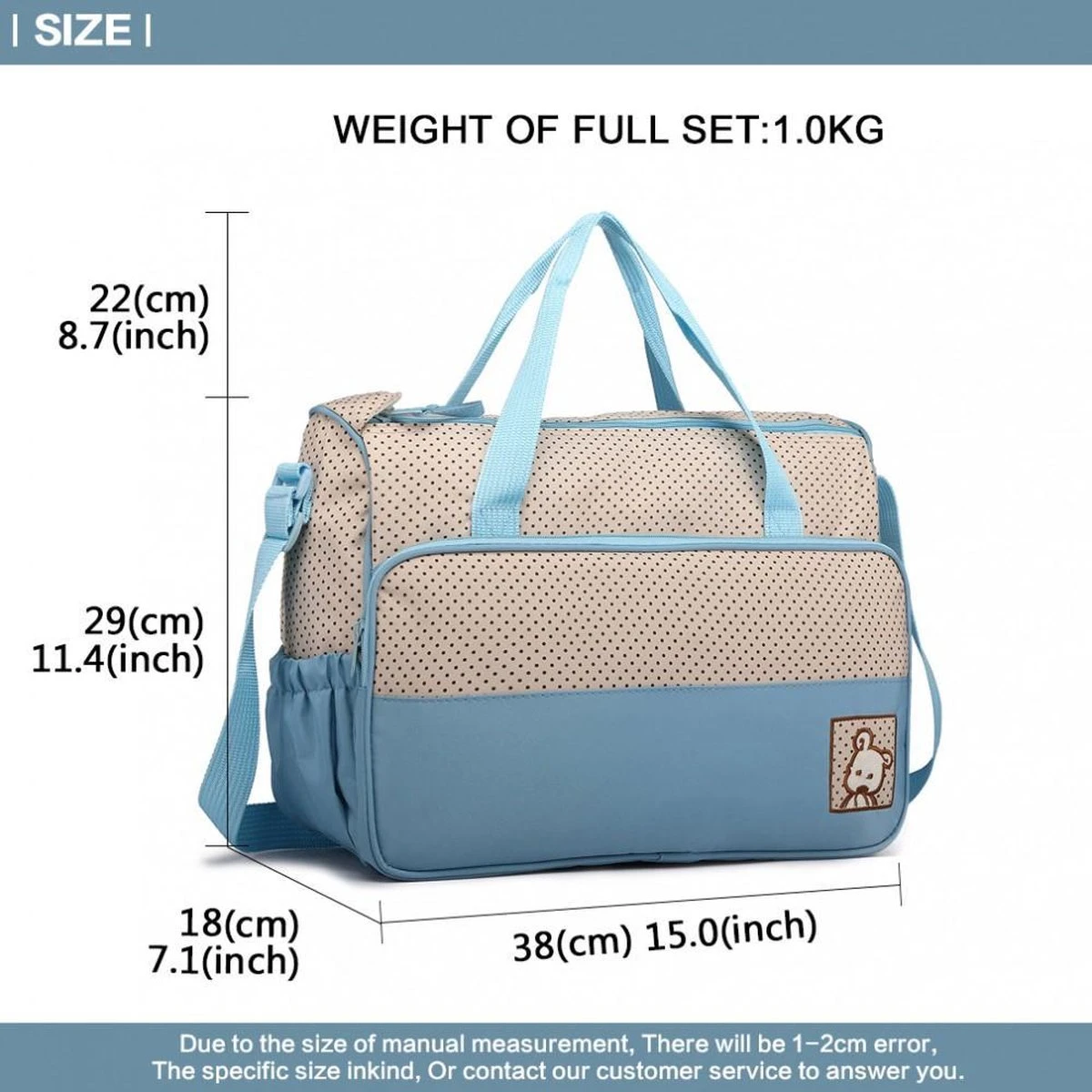 Miss Lulu Luiertas - 5-delige Verzorgingstas Set - Lichtblauw (9026 BE) 4 Miss Lulu Luiertas - 5-delige Verzorgingstas Set - Lichtblauw (9026 BE) - Afbeelding 4