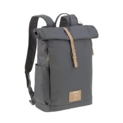 LÄSSIG Luiertas Rolltop Backpack Rugzak Incl Verschoningsmatje Antraciet
