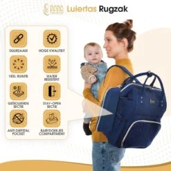 NanaBeebi Luiertas Rugzak Met Verschoonmatje - Blauw - Inclusief Flessenwarmhouder - Kinderwagenhaken En Isoleervak -Babyproducten Winkel 1200x1200 435