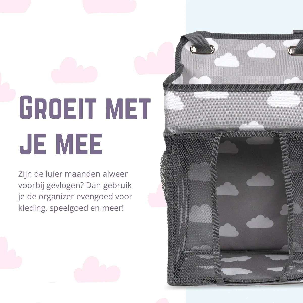 Casteleyn - Luier Organizer - Luiertas - Commodemandjes - Luierzak - Extra Ruim - Verstelbaar - Waterdicht - Wolkjes 4 Casteleyn - Luier Organizer - Luiertas - Commodemandjes - Luierzak - Extra Ruim - Verstelbaar - Waterdicht - Wolkjes - Afbeelding 4