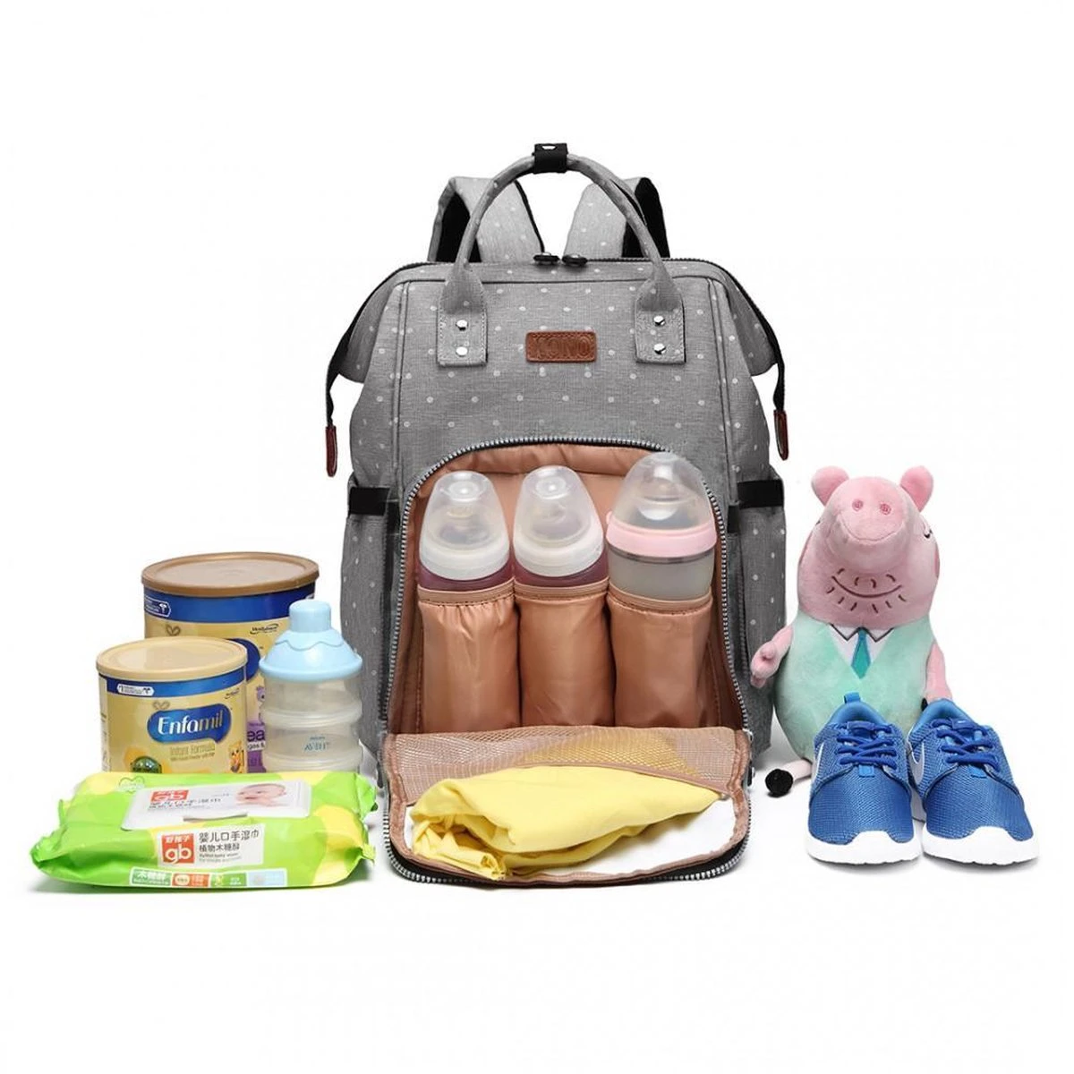 Miss Lulu Luier- En Verzorgingstas Rugzak - Grijs (E6705 D2-GY) 4 Miss Lulu Luier- En Verzorgingstas Rugzak - Grijs (E6705 D2-GY) - Afbeelding 4