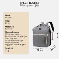 Buxibo 2-in-1 Luier- En Verzorgingstas - Inclusief Verschoon Matje - Baby Rug Tas Met Isoleervak - Diaper Backpack Bag - Reis Rugzak Inclusief Buggy En Kinderwagen Haken - Grote Capaciteit - -Babyproducten Winkel 1200x1200 471