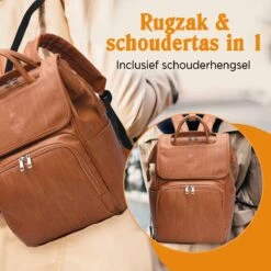 JeRie Luiertas Rugzak – Verschoonmatje – Verzorgingstas – Luiertassen – Met Kinderwagen Haken - Bruin -Babyproducten Winkel 1200x1200 490