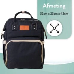 Luiertas Rugzak - Monx Luiertas Verzorgingstas Met Uitklapbaar Babybedje - Overzichtelijke Luierrugzak Extra Buggy En Kinderwagen Haken Inclusief Geïsoleerde Flessenhouder - Zwart -Babyproducten Winkel 1200x1200 496